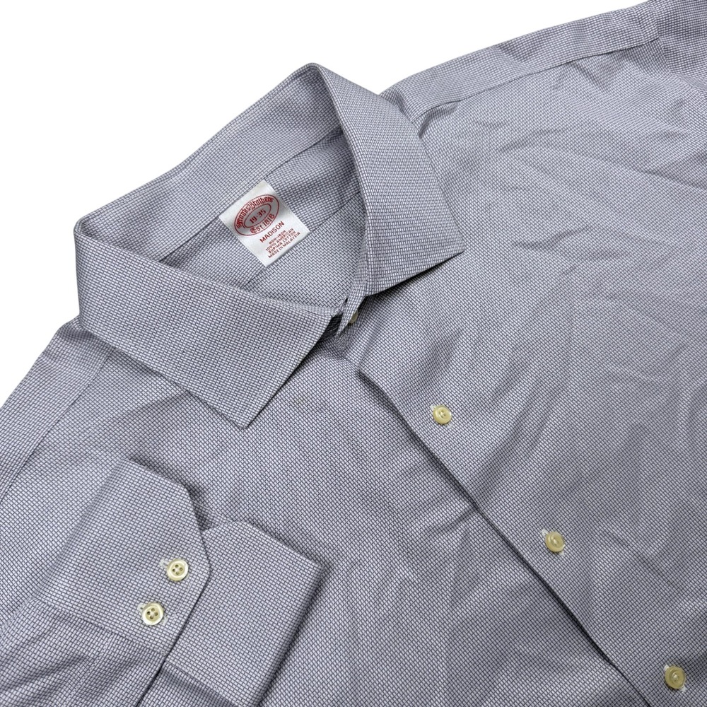 Brooks Brothers Dress Shirt Mens 19-35 Purple Madison Fit Non-Iron Supima Cotton